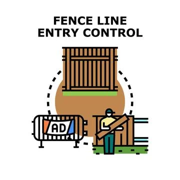 Fence line entry control perimeter security concept Stock Illustration