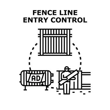 Fence line entry control perimeter security concept Stock Illustration