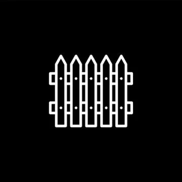 Fence Line Icon On Black Background. Black Flat Style Vector Illustration. Stock Illustration