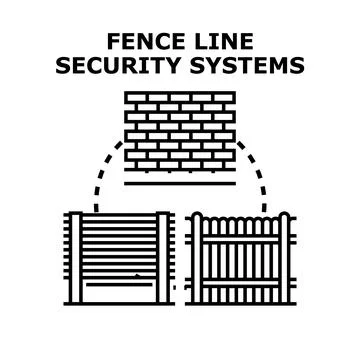 Fence line security systems protecting properties Stock Illustration