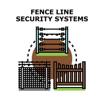 Fence line security systems vector illustration Stock Illustration