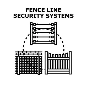 Fence line security systems vector illustration イラスト素材