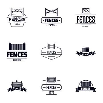 Fence logo set, simple style 스톡 일러스트
