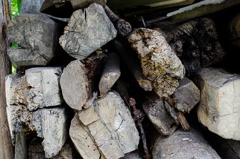 Fence made of tree branches boards Stock Photos