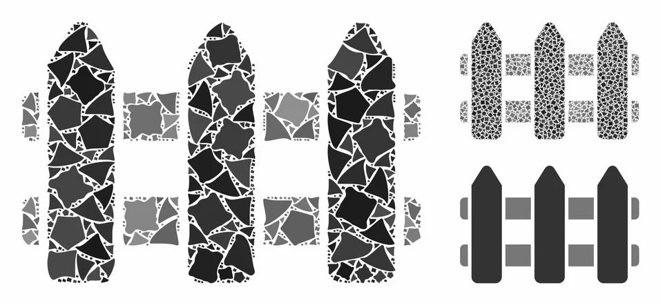Fence Mosaic Icon of Abrupt Elements Illustrazione stock
