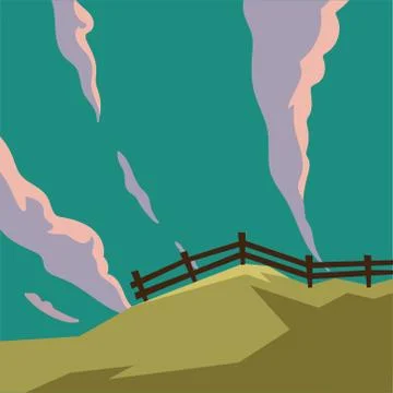 Fence at mountain with clouds vector design 스톡 일러스트