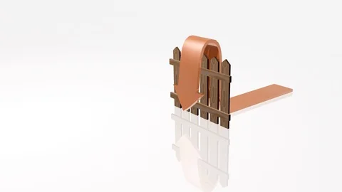 Fence, orange arrow Stock Footage 104306160