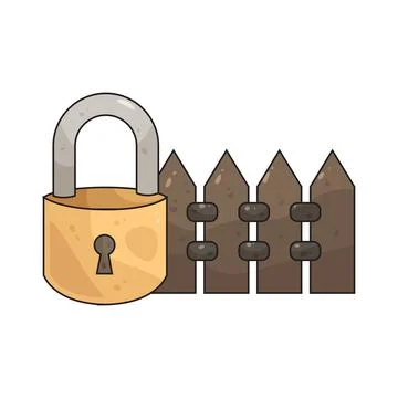 Fence with Padlock illustration Stock Illustration