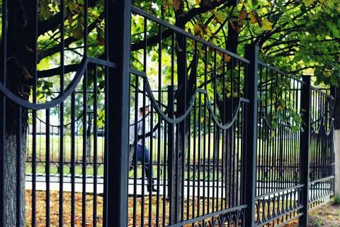 Fence pattern perspective Stock Photos