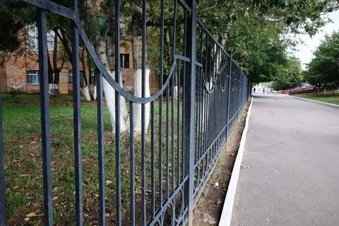 Fence pattern perspective Stock Photos