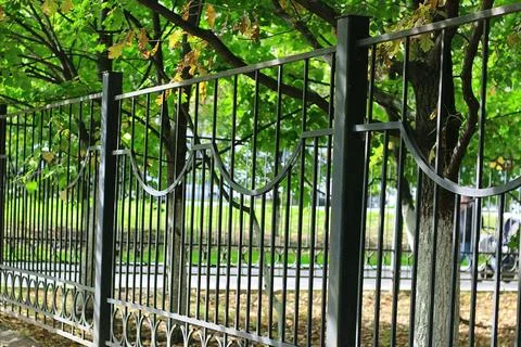 Fence pattern perspective Stock Photos