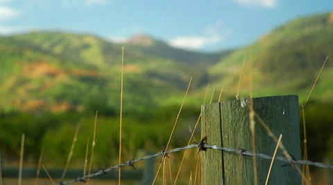 Fence post with Park City Ski Resort in background. Stock Footage 47221102
