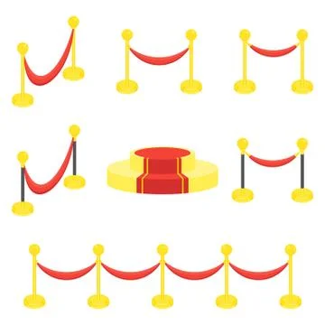 Fence posts with rope for red carpet of honor. 스톡 일러스트