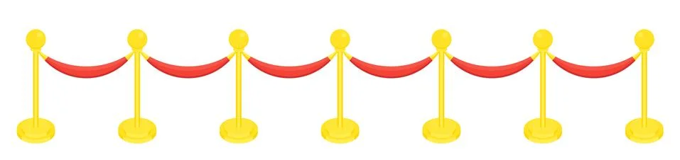 Fence posts with rope for red carpet of honor. Stock Illustration