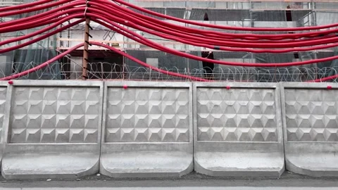 Fence, red wires Video stock 305331098