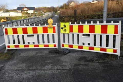 Fence for road and construction work. Stock Photos