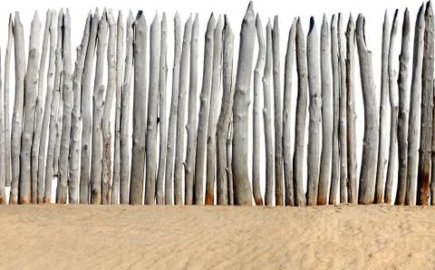 Fence on sand isolated Stock Photos