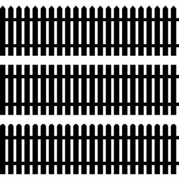 Fence seamless borders vector set Stock Illustration