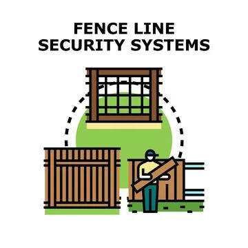 Fence security systems installation and protection concept Stock Illustration