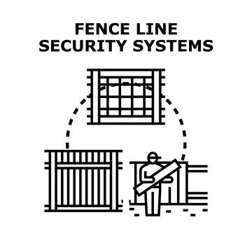 Fence security systems installation and protection concept Stock Illustration