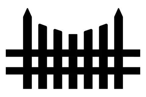 Fence with sharpened boards on the sides increasing in height towards Stock Illustration