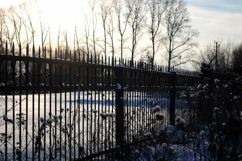 Fence with spikes sun Foto stock