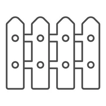 Fence thin line icon, farm garden concept, garden gate sign on white background Stock Illustration