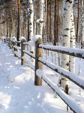 Fence under snow Stock Photos