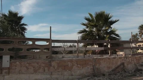 Fence villa beachside sicily italy daytime road street shot from moving car Stock Footage 252152241