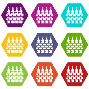 Fence village icons set 9 Ilustración de archivo