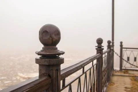 Fence on the waterfront. Stock Photos