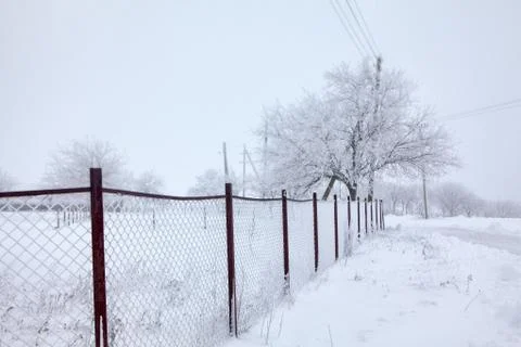 Fence in the winter Stock Photos