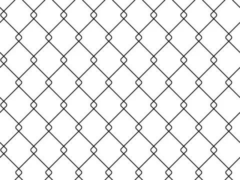 Fence from wire mesh line seamless pattern. Background from black silhouette  Stock Illustration