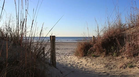 Fenced beach path Video stock 49227749