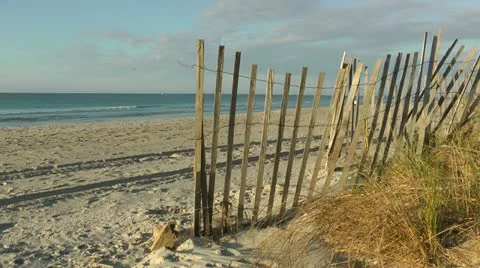 Fenced beach view Stock Footage 11058762