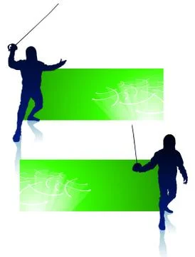 Fencer on Abstract Banners Stock Illustration