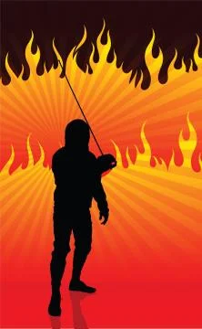 Fencer on Fire Background Stock-Illustration