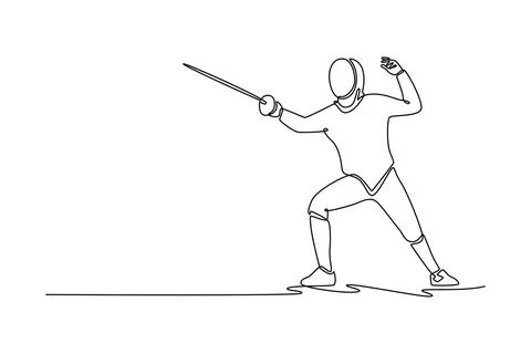 Fencer is poised for a dynamic attack. Strategic agility Stockillustratie