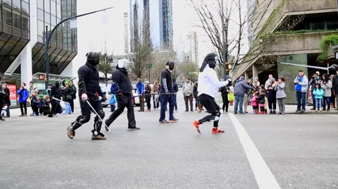 Fencers show parade Vancouver Stock Footage 61743980