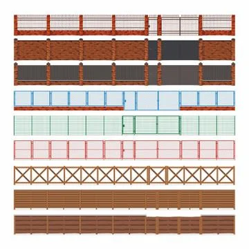 Fences and gates Stock Illustration
