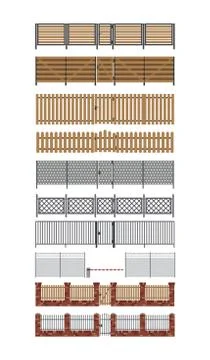 Fences and gates set. Stock Illustration