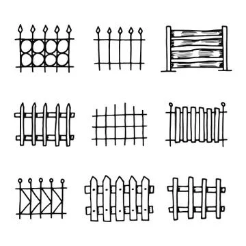 Fences icons set. isolated objects silhouettes Ilustração Stock
