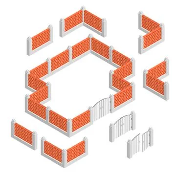 Fences Isometric Design Concept 库存插图