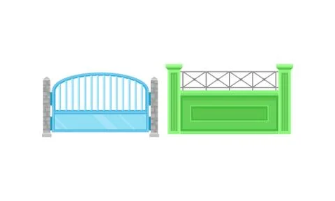 Fences as Outdoor Structure for Enclosing Private Area Vector Set イラスト素材