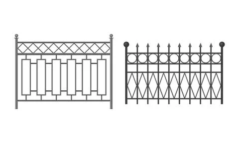 Fences as Outdoor Structure for Enclosing Private Area Vector Set イラスト素材