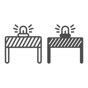 Fencing with alarm line and solid icon, labour day concept, under construction Stock Illustration