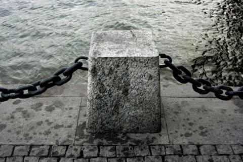 Fencing of anchor chain. Stock Photos