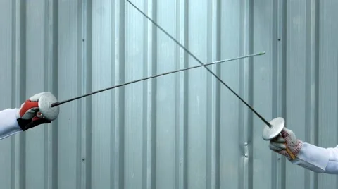 Fencing duel side view close up Stock Footage 65759348