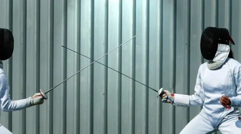 Fencing duel side view Stock Footage 65759383