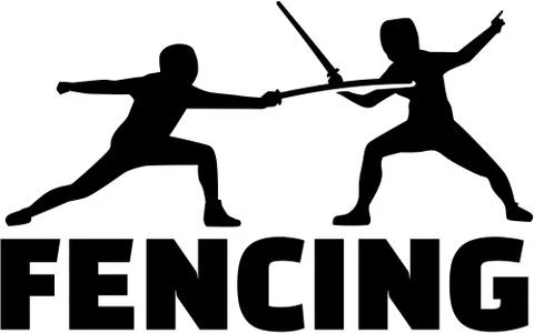 Fencing fighter with epees Stock Illustration